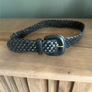 COACH Braided Woven Leather Belt Black 3851 1 1/2" wide Womens Medium